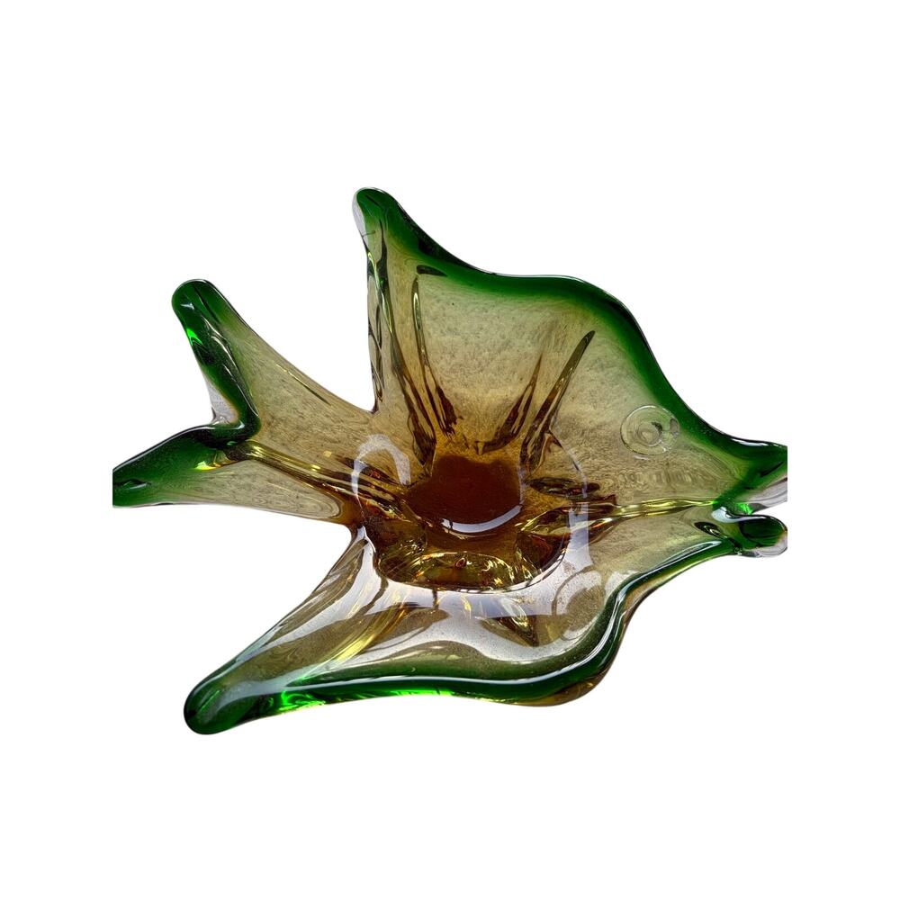 Vintage Murano Style Art Glass Fish Bowl / Candy Dish - MCM